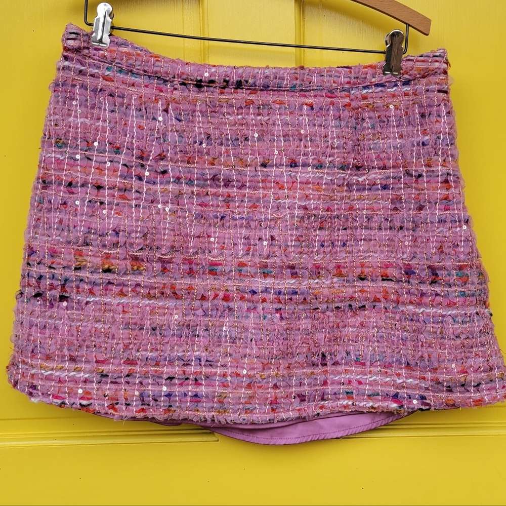 EUC! Like NewFor Love & Lemons Dionne Mini Skirt Pink Tweed Mini Skirt Size XL